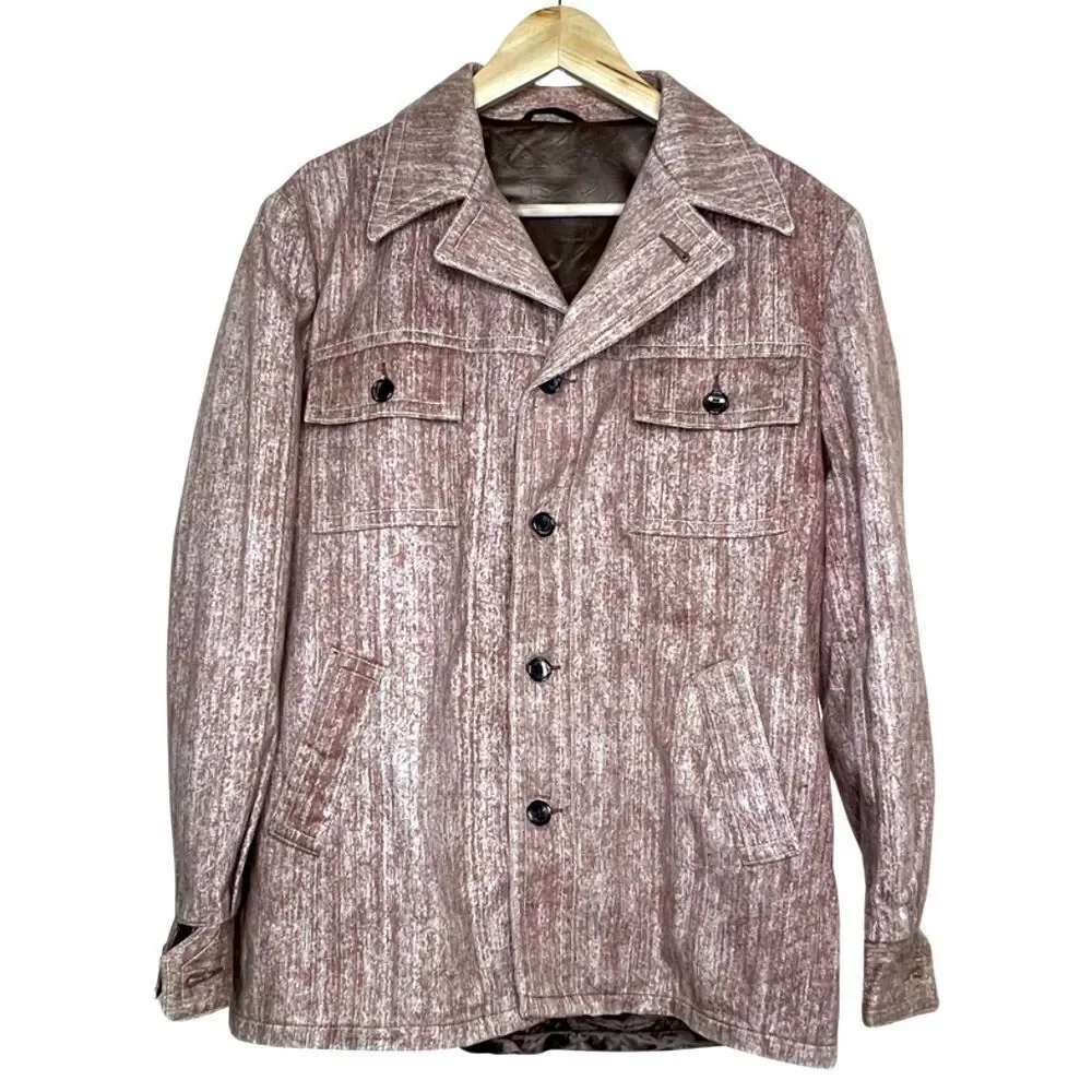 Vintage 60’s 70’s Style Lightweight Jacket Brown Fully Lined Size Medium